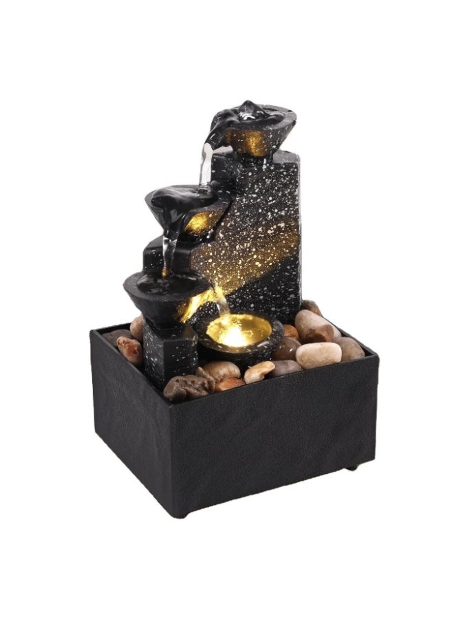ARABIQO Indoor Tabletop Water Fountain with LED Rolling Ball, Feng Shui Waterfall Fountain for Home & Office Décor, Modern Living Room Table Fountain, Relaxing Water Feature Gift (Black) - Image 1